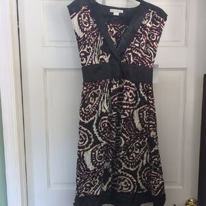 New With Tags WD.NY Silk Black White & Red Swirl Dress